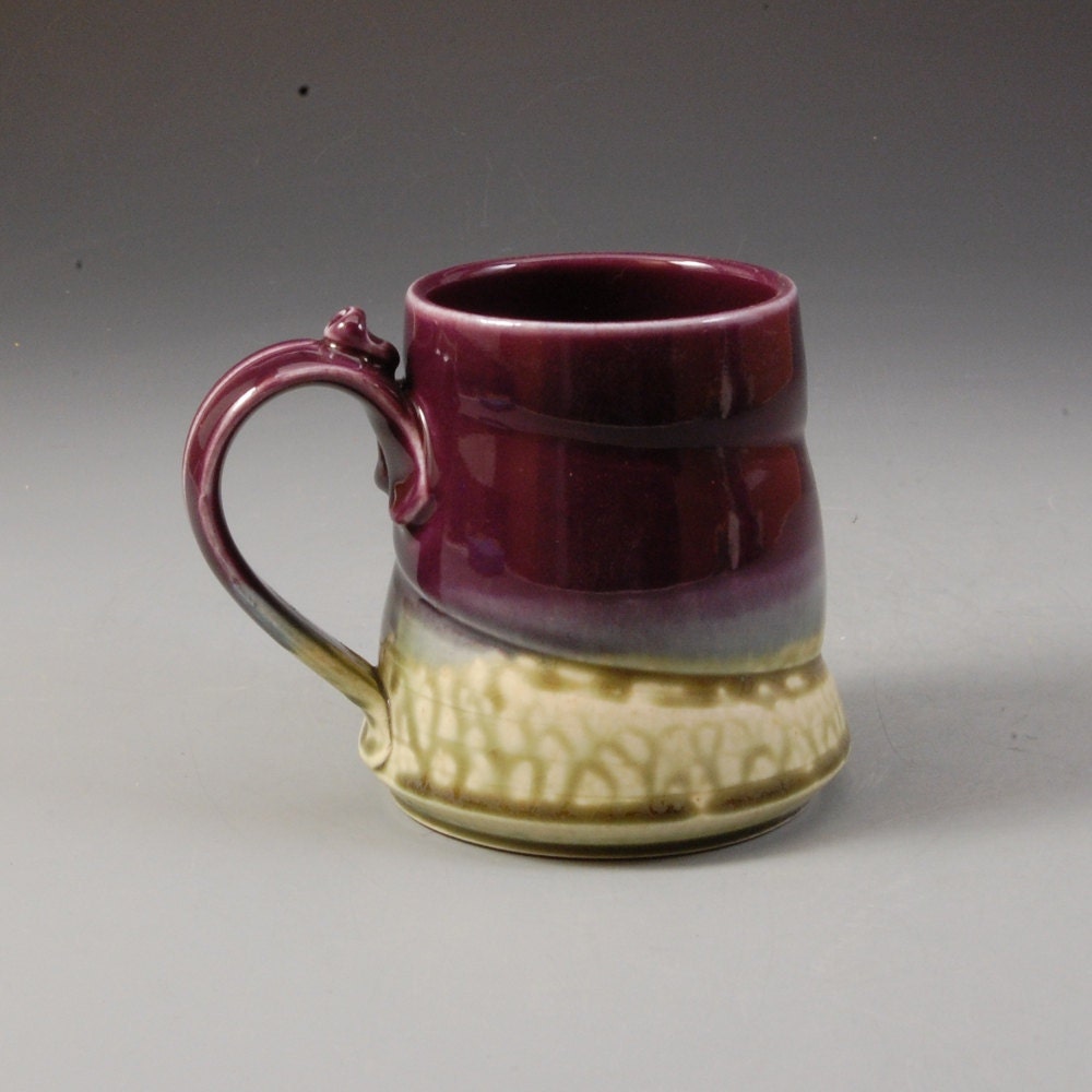 Eggplant Purple and  Fern Green Mug