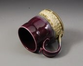 Purple Eggplant Fern Green Mug Handmade Porcelain Pottery by Mark Hudak