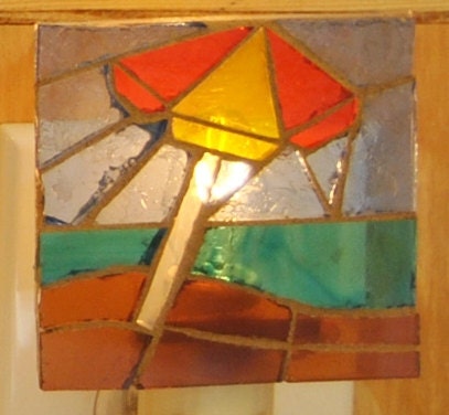 Beach Umbrella Glass Mosaic Night Light