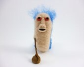 Fiber Art Ello Labyrinth Worm Blue Grandpa Joe sculpture unique