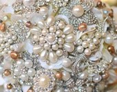 Deposit on a champagne pearl brooch bridal bouquet--made to order wedding bouquet