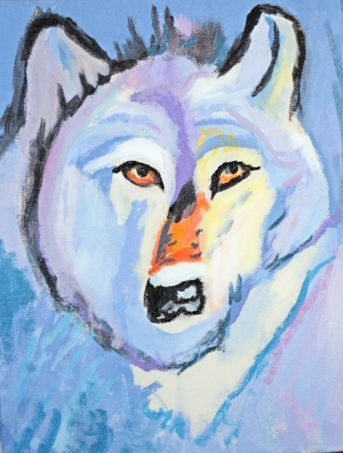 An Artic wolf acrylic painting 8x10 inches
