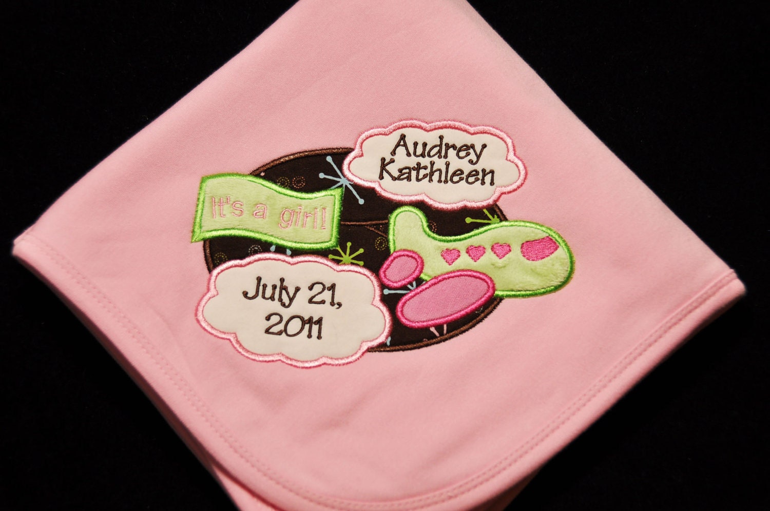 Baby Girl Birth Announcement Personalized Baby Keepsake Blanket
