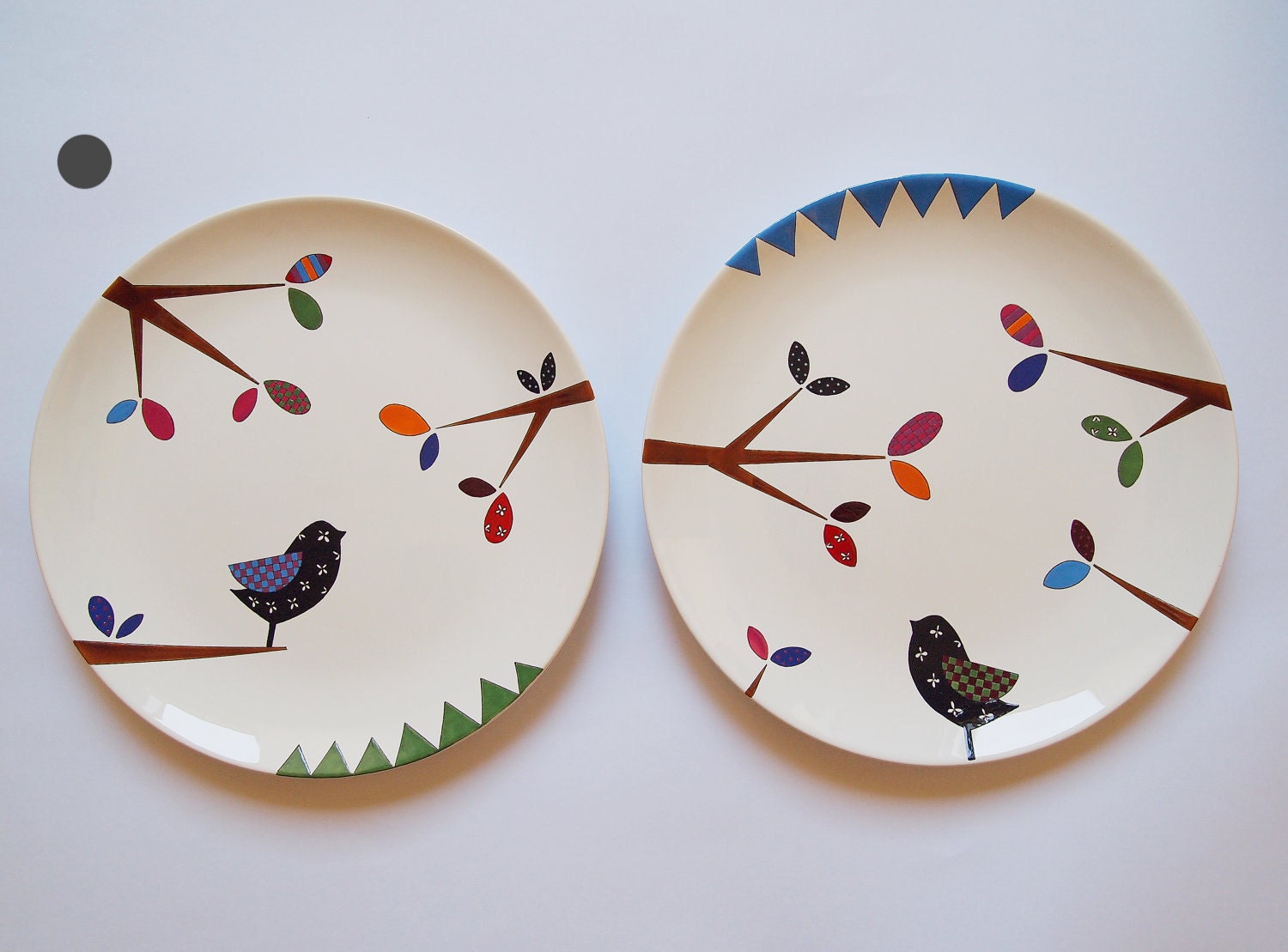 Bird series - Composition of two wall hanging plates