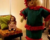 Crepe Paper Christmas Frock for Bleuette and pals By RETROS FREE shipping in US