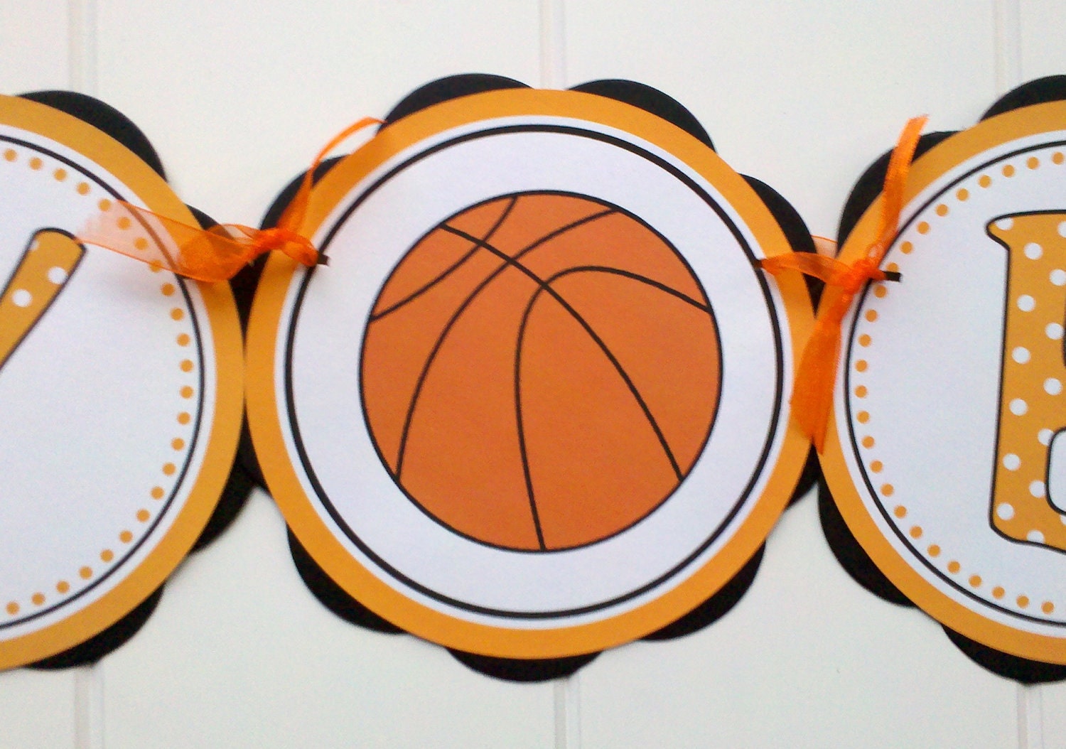 Basketball HAPPY BIRTHDAY Banner Party Decorations, Basketball Birthday Banner, Basketball Birthday Party Decorations in Orange & Black
