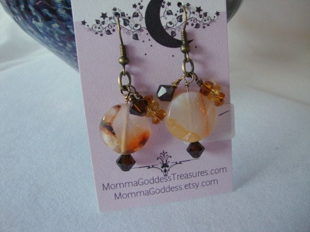 Quartz Brass Bangle Earrings