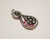 SALE (was 42.00) Ruby fine silver pebble pendant