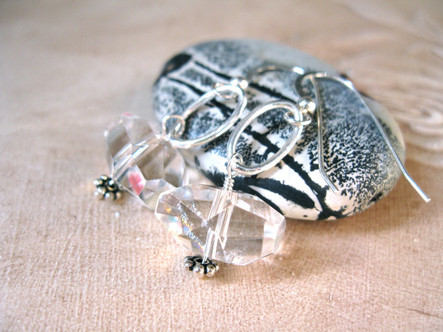 Sterling Silver Quartz Nugget Earrings