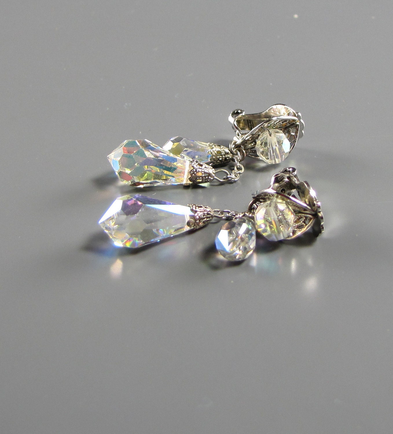 1950s Rhinestone Crystal Briolette Earrings