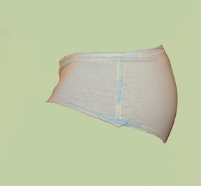 Bootyhuggers Hemp panties in white with rainbow pastel varigated contrast stitching in sizes Xxs, Xs, L, Xl and Xxl