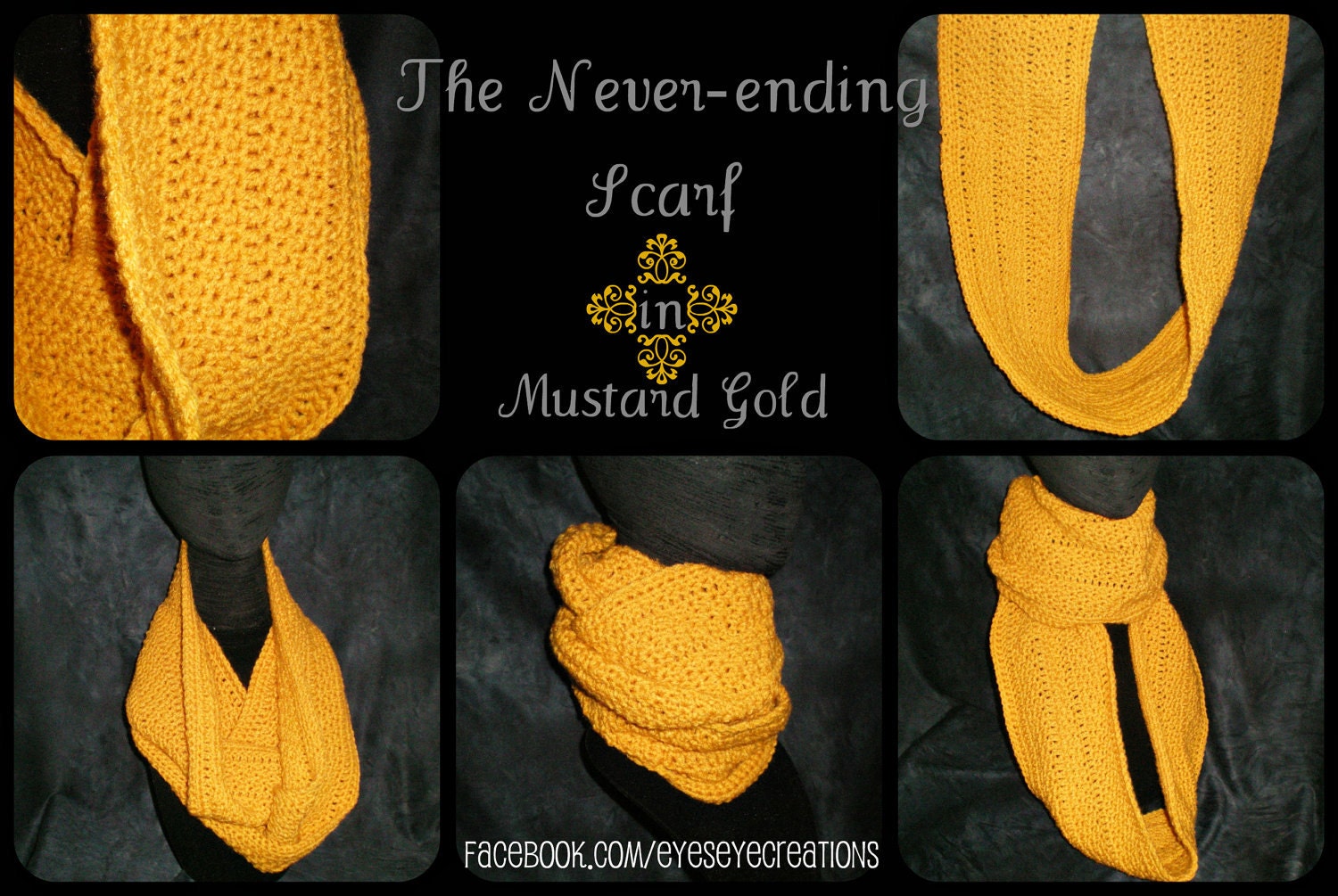 Never-ending Infinity Scarf (neckwarmer, cowl, mustard, yellow, gold) - Ready to Ship