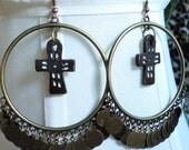 Bellydance Hoop and Cross Earrings