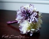 Silk Wedding Bouquet - Lavender and Ivory Mum Wedding Bouquet