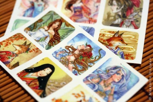 Sticker set. Fairies Fantasy Fox art  by Meredith Dillman