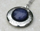 Blue Goldstone Locket - Night Sky