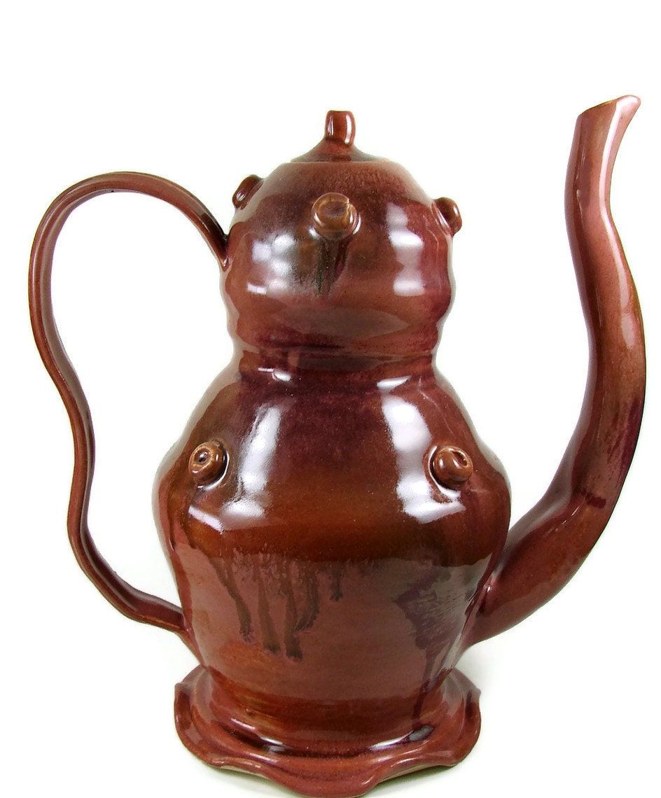 Large Ceramic Coffee Pot - Handmade Wheel thrown Stoneware Clay Pottery