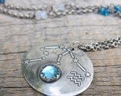 Constellation Aquarius Necklace ... Fine Silver Bezel Setting Zodiac Pendant