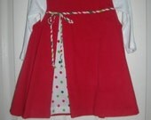 Girls Christmas Dress,Free Bow,Red  Corduroy Jumper,Infant,Toddler,Preteen