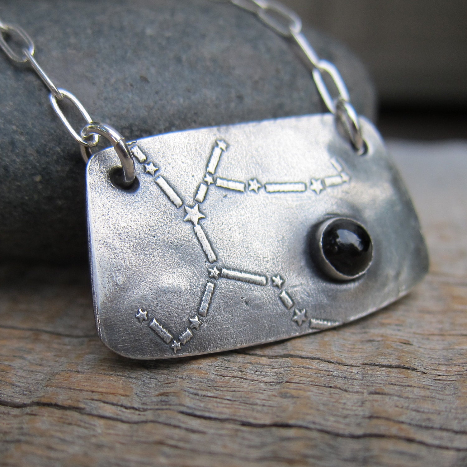 Constellation Perseus Necklace ... Fine Silver Bezel Star Pendant