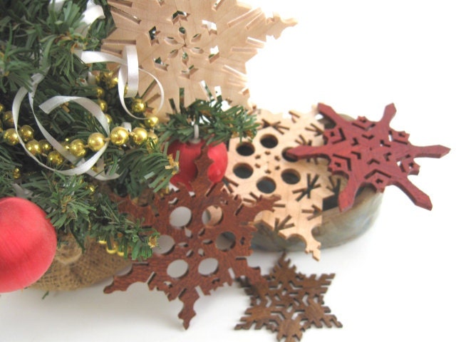 Ornaments Wooden Star Garland  Snowflakes Decorations Christmas Yule Hanukkah Grahtoe