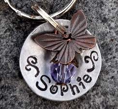 Butterfly Kisses... SMALL Pet ID Tags/Tag... Purple Gem