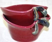 Ceramic Apple Bowls/ Set of Two Wheel Thrown Pottery