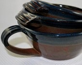 Set of Three Nesting Batter Bowls with Handles/Wheel Thrown Stoneware Pottery