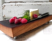 cutting board footed French oak, fruit cheese plate, reclaimed wine barrel. wood platter serving