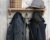 Coat Hanger and Shelf Made of Reclaimed Wood and Hooks