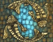 Koi Fish Abstract Art Large Modern Fine Art PRINT- Love Ying Yang - 24x24