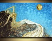 Large Modern Mermaid fantasy sunrise by Susanna 24x36 PRINT