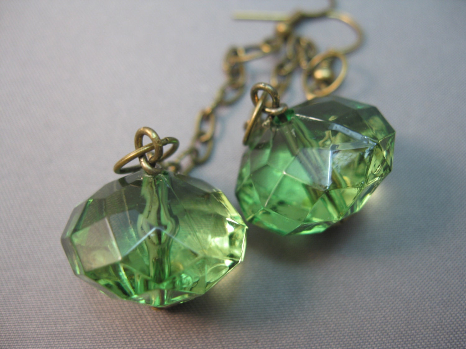 Balsam Green Acrylic Crystal Dangle Earrings