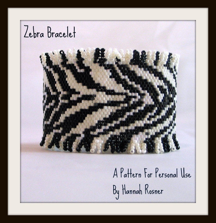 Hannah Rosner cuff bracelet bead pattern peyote stitch zebra