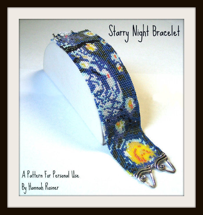 Hannah Rosner cuff bracelet bead pattern peyote stitch Van Gogh