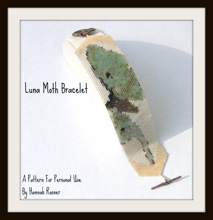 Hannah Rosner cuff bracelet bead pattern peyote stitch luna moth