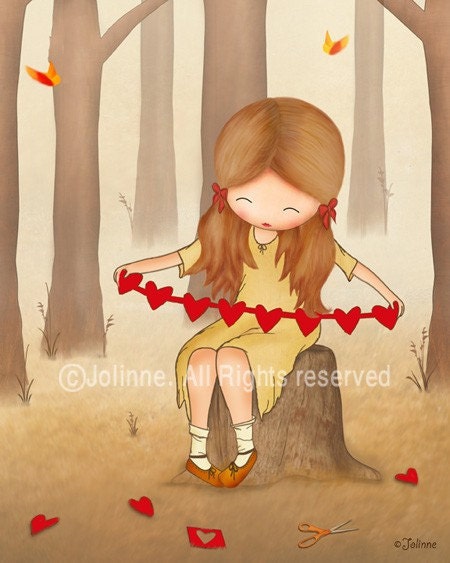 Kids room decor love wall art for girls bedroom nursery  , original illustration reproduction wall hanging