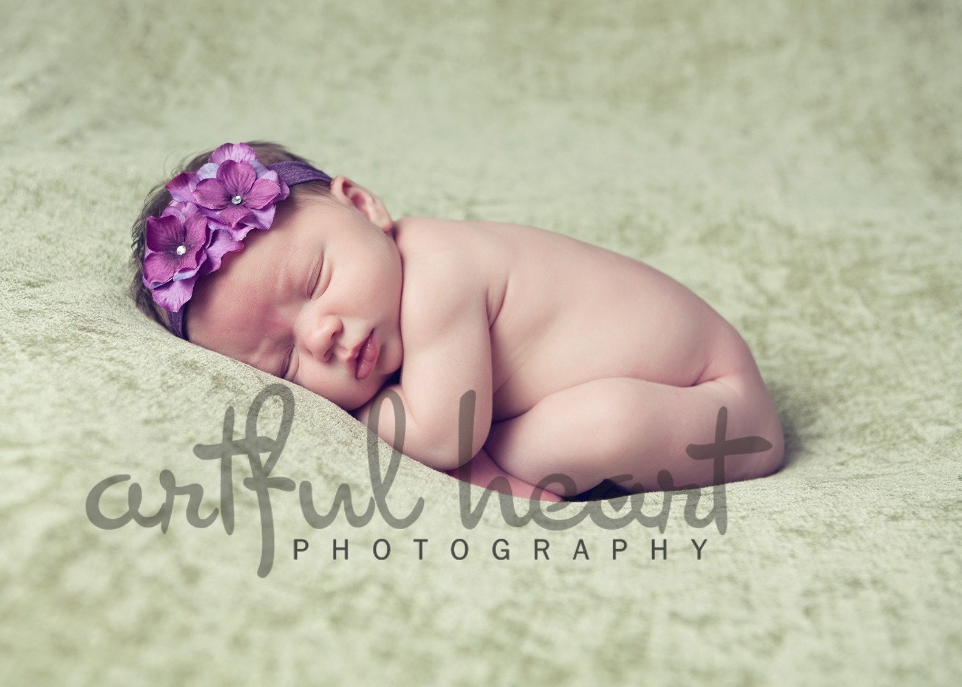 Flower Baby Headband Purple - Purple Baby Flower Headband - Girl Flower Headband