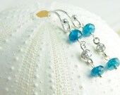 Bridesmaid jewelry, bridesmaid gift sets, dainty, simple, minimal, something blue, Sea Blue Apatite and Sterling Silver Earrings