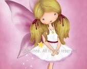Fairy pink illustration Art print for girls room or nursery, children room decor wall art , etsy wall art