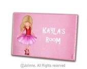 Dancing Ballerina door hanger for girls room , personalized kids door sign room nursery decor