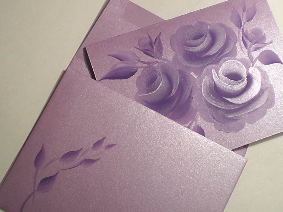 Amethyst Note Cards Hand Painted Shimmering Purple Roses - Set of FOUR - Fine Quality Card Stock - Ready to Ship