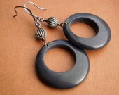 Blue tagua hoop earrings, eco jewelry