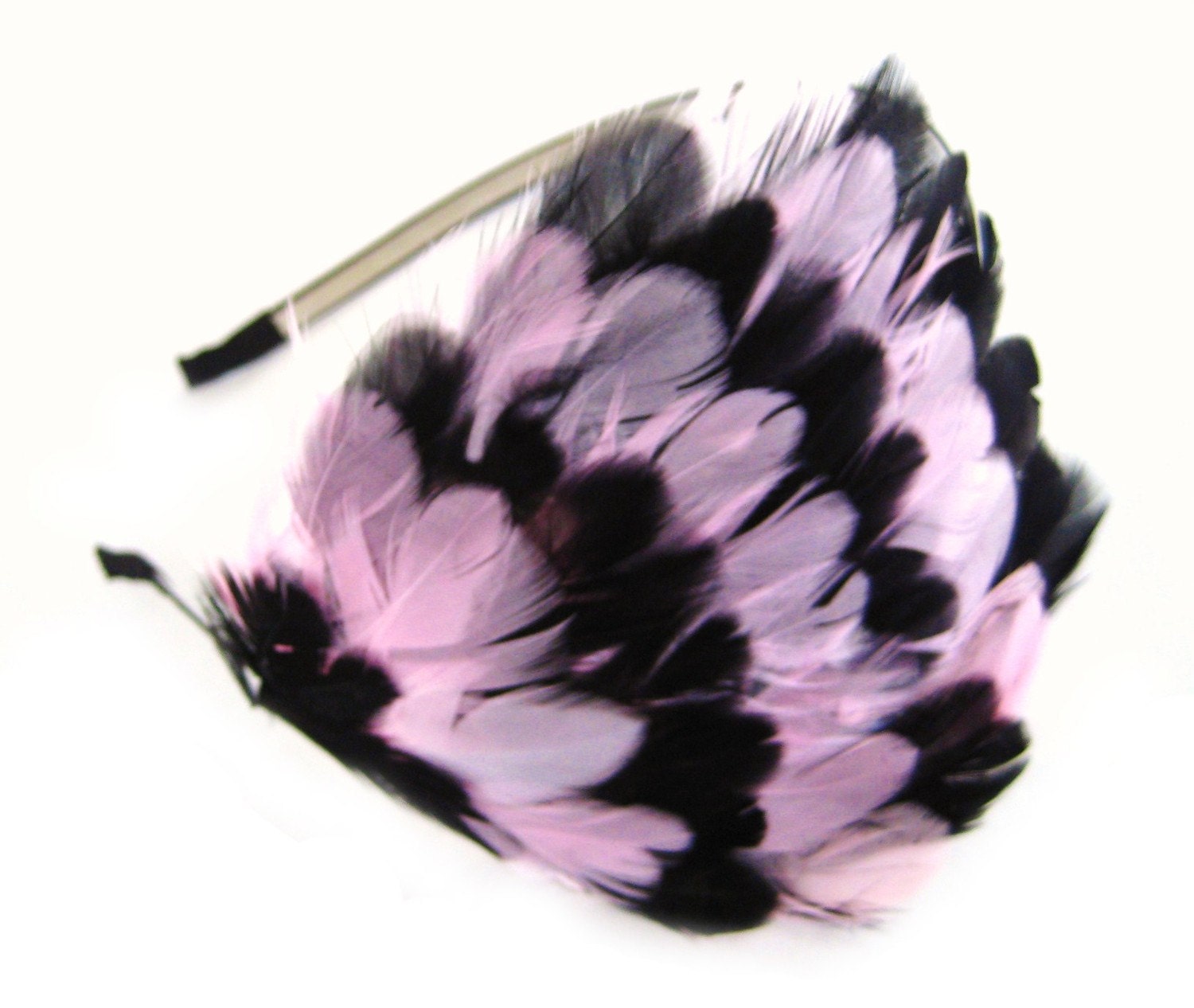 Pink And Black Feather Headband