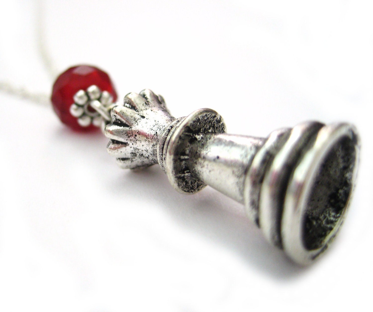 Check Mate Chess Silver Charm Necklace Custom Color