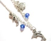 Silver Anklet Beach Dolphin Jewelry Blue Crystals