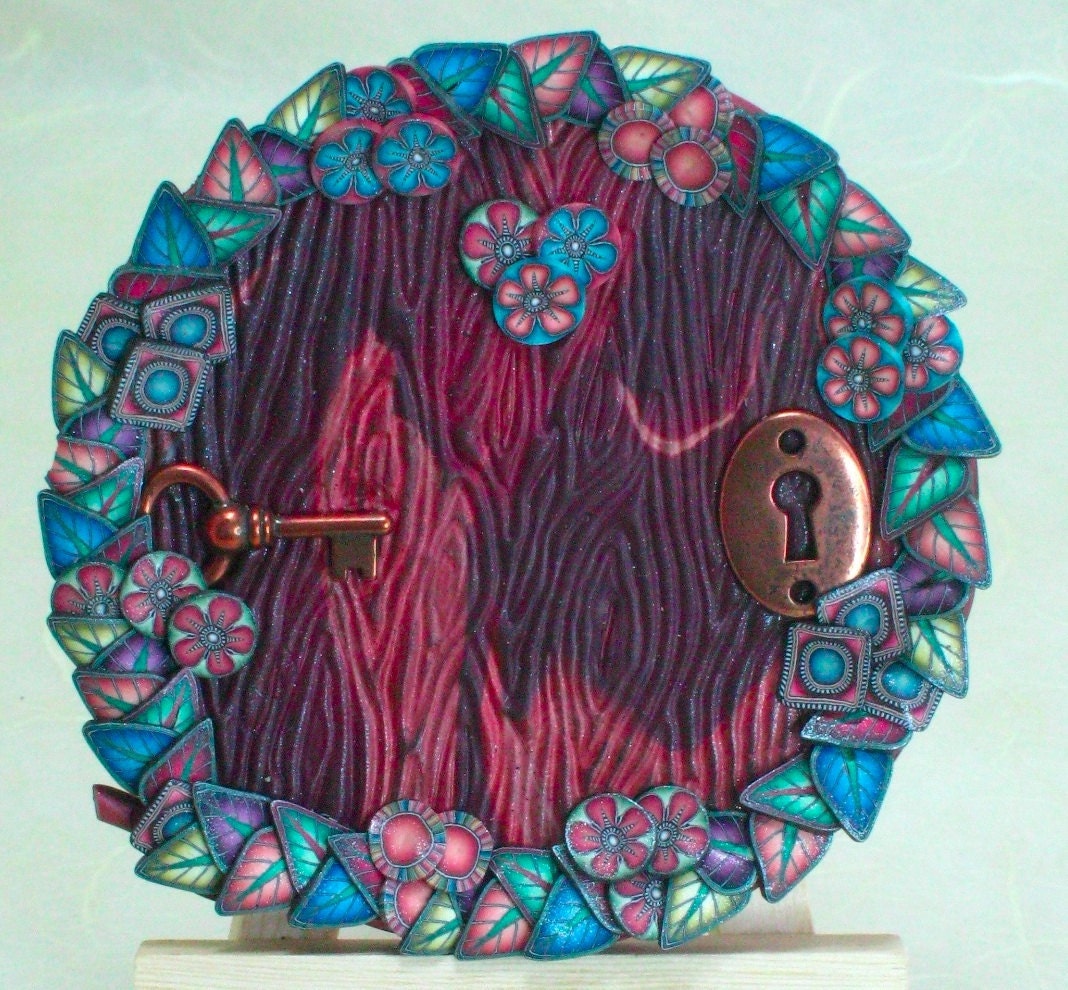 Fairy Door Magical Portal Copper Crayon Leaves - WyndsongDesigns