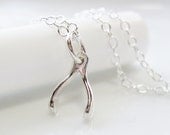 Wishbone Charm Necklace, Sterling Silver - MAKE A WISH