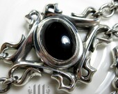 Black Onyx Gothic Bracelet, The Empress, Designer Sterling Silver
