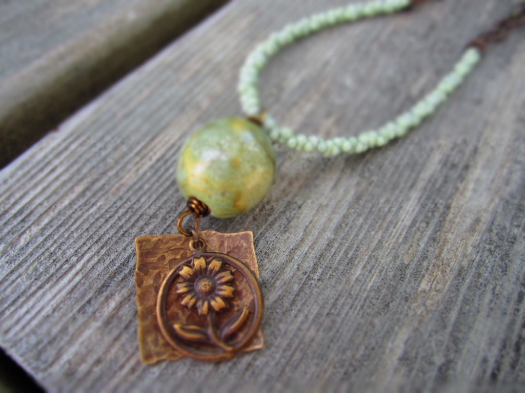Gumball Garden, Vintaj Natural Brass Necklace